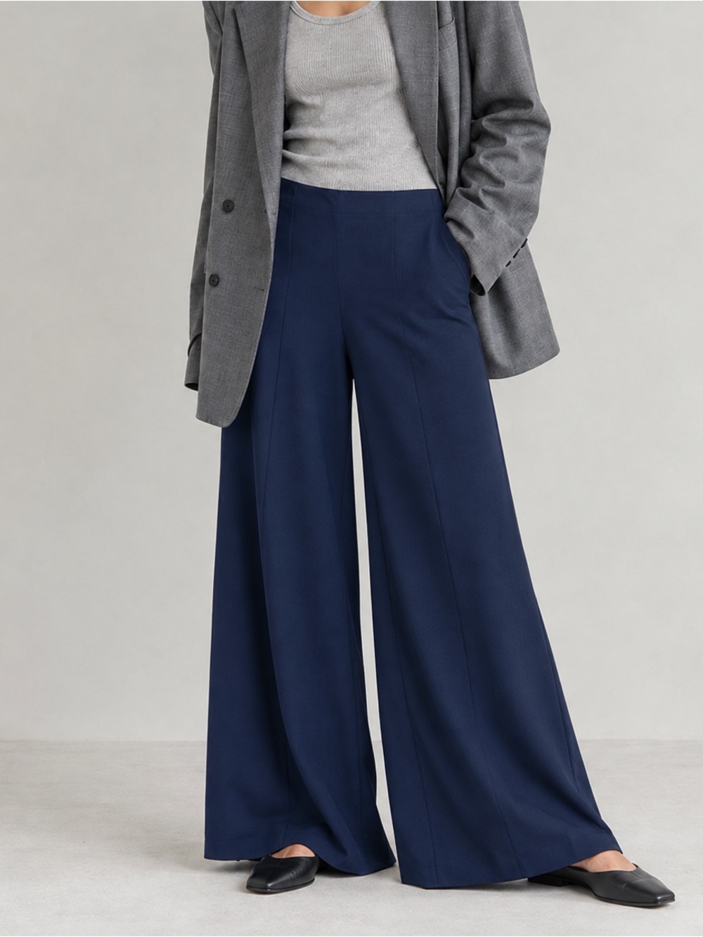Ripley Rader Navy Ponte Knit Wide Leg Pants 3M Capsule Chic Fall NWOT Athleisur